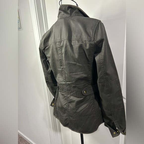 J. Crew Women's Resin Coated Dark Olive Twill Jacket - Picture 4 of 5